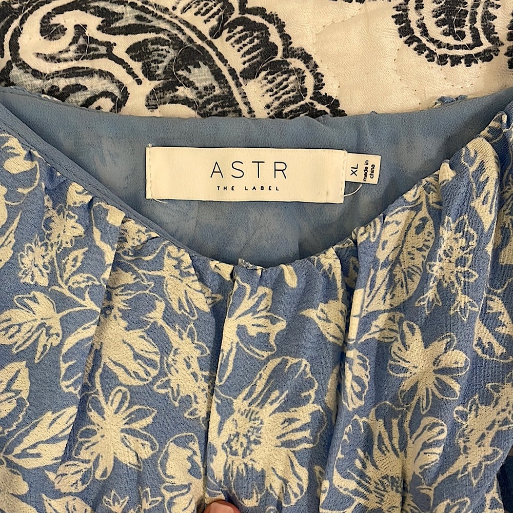 PUFF SLV MINI DRESS
 
BLUE-IVORY FLORAL, Size X-Large